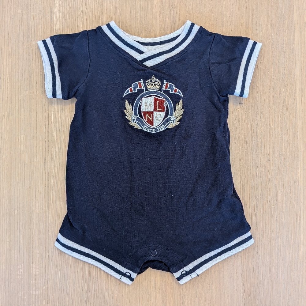Melange Navy Bodysuit with Crest